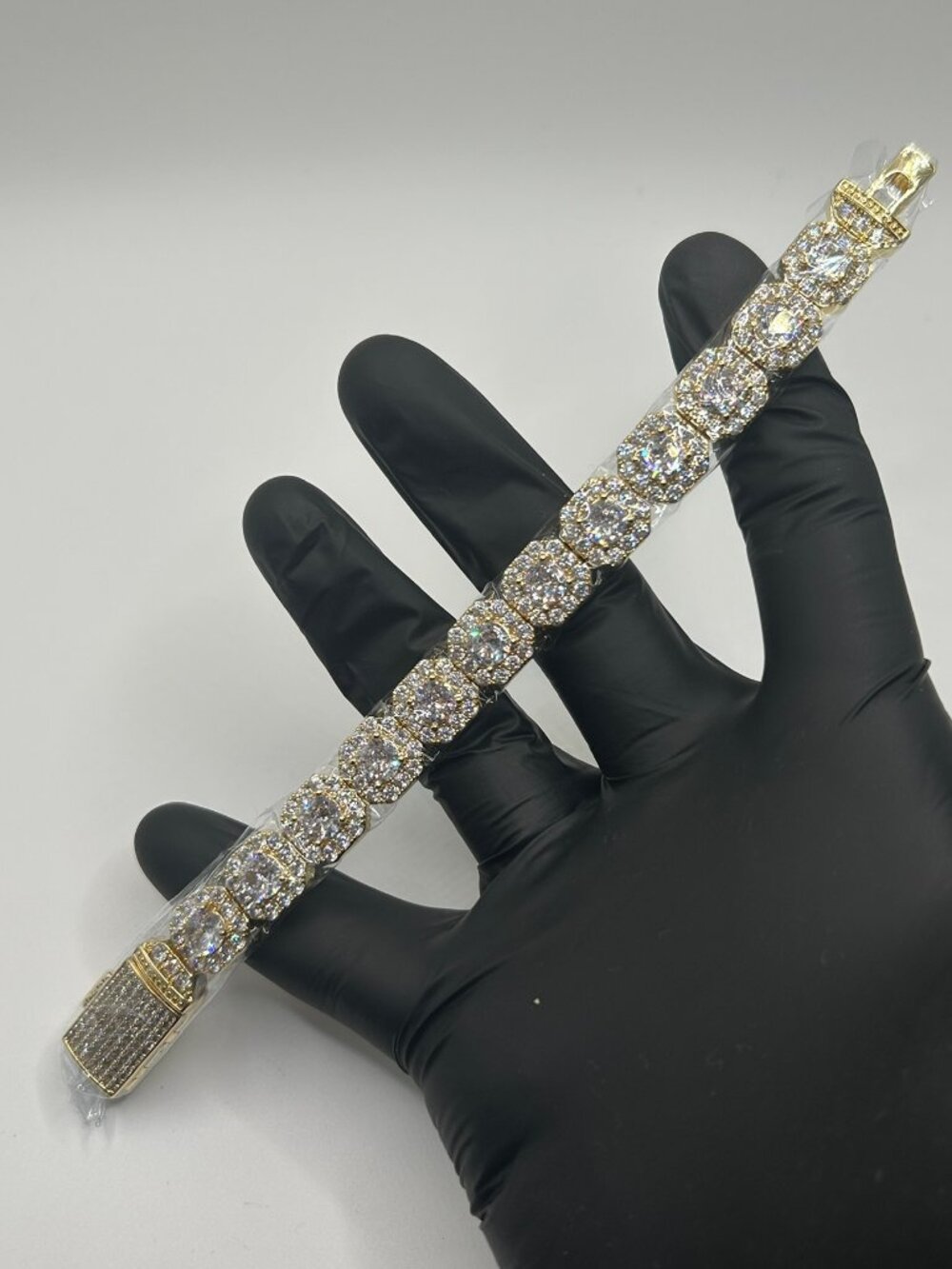 Waterproof Moissanite Square Cut Tennis Bracelet Gold 7 Inch No Pass Womens